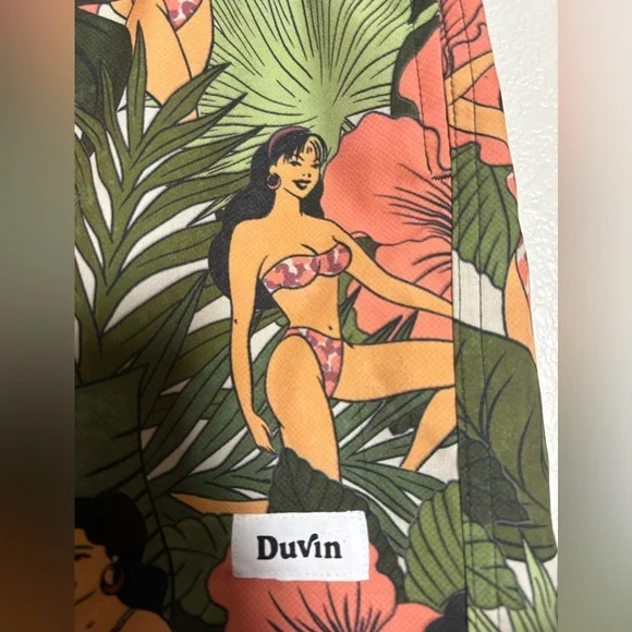 DuVin Design Beach Babes Tropical Print Swim Shorts, Novelty, Quick Dry Fabric. - Picture 12 of 15